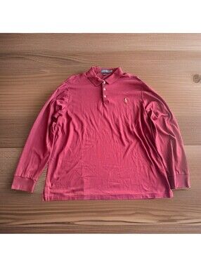 Polo Ralph Lauren NWOT Collared Shirt Men's Cotton Long Sleeve Polo Size XL Red